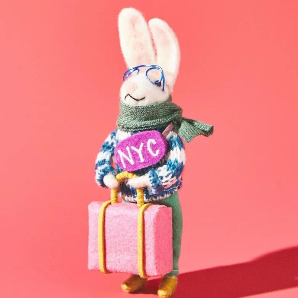 Anthropologie traveling bunny ornament, NEW!